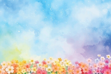 Sticker - Colorful floral watercolor background