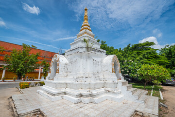 The old white stupa at Wat Ku, Nonthaburi, Thailand