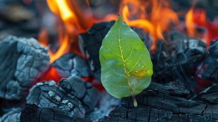 Sticker - Green Leaf on Burning Embers