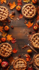 An autumn themed harvest festival advertisement centered around a pie baking contest