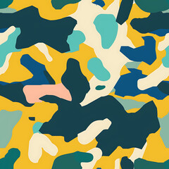 Wall Mural - Simple abstract summer camouflage wallpaper seamless pattern.