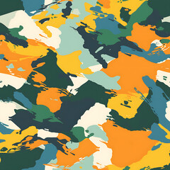 Wall Mural - Simple abstract summer camouflage wallpaper seamless pattern.