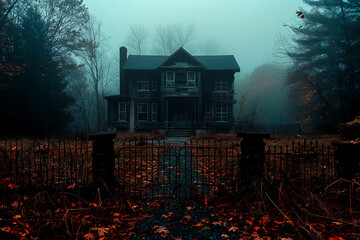 A house with a gate and a fence in front of it