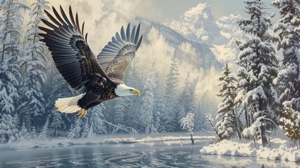 Canvas Print - bald eagle in flight 