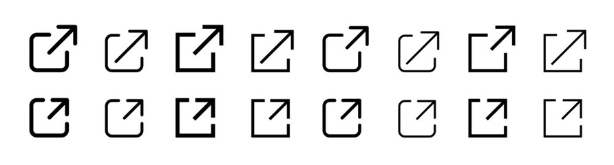 External link icons. Web chain open link to attached website. External link icon vector sign.
