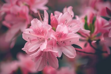 Wall Mural - Beautiful pink azalea flowers blooming in a spring garden