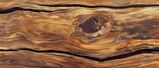 Wall Mural - Panoramic close-up, high detail scan of weather-beaten teak wood texture, Generative AI