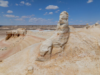 Wall Mural - The chalk boulders look like natural sculptures, moulded through the millennia by the eroding forces of the wind, the sun and the water. Kyzylkup tract in Kazakhstan, Mangystau Region.