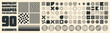 © 32 pixels - Brutalist geometric shapes, modern symbols. Groovy checkered pattern, distorted tiled grid. Simple elements, forms. Retro design, trendy contemporary minimalist style, y2k. Vector illustration