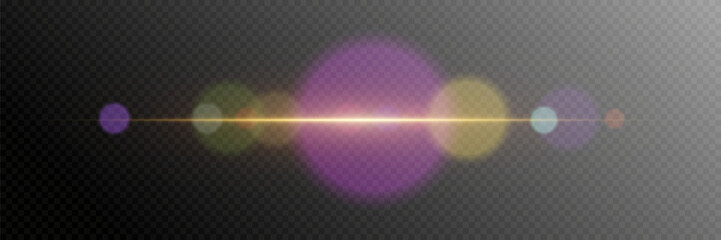 Wall Mural - 
Lens flare with colorful glowing effect and flare of light. On a transparent background