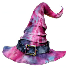 Wall Mural - a witch s hat with a buckle, watercolor clipart illustration, lsolated on white background