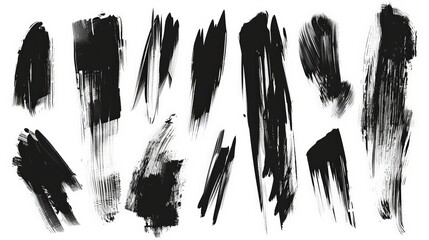 Aufkleber - A vibrant collection of black brush strokes laid across a white canvas, featuring an assortment of bold and light textures. It embodies raw artistic expression and bold creativity.