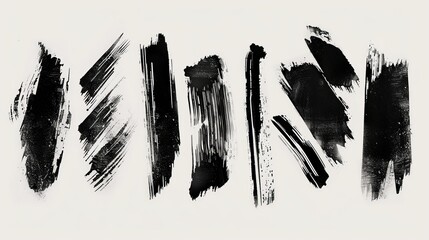 Aufkleber - A captivating display of intricate black brush strokes on a white canvas, showcasing a variety of fine and heavy lines. This piece evokes complexity, depth, and artistic beauty.