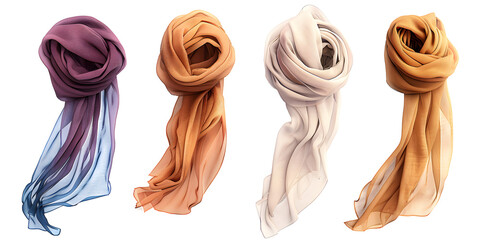 Poster - Collection of scarf isolated on a white background as transparent PNG