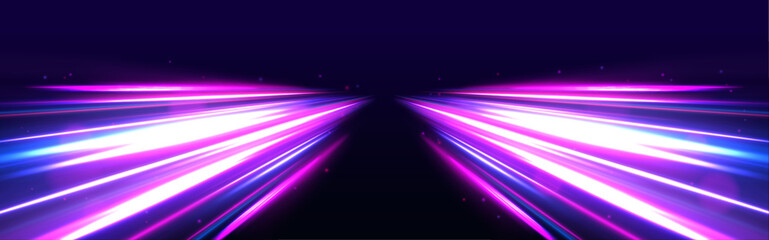 Wall Mural - neon stripes in the form of drill, turns and swirl. speed of light concept background. abstract back
