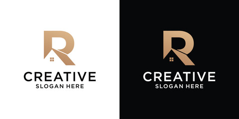 Wall Mural - Creative real estate with letter R logo design template abstract