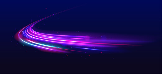 Wall Mural - long exposure of motorways as speed. creative vector illustration of flying cosmic meteor, planetoid