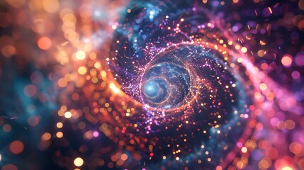 Wall Mural - abstract digital spiral with sparkling light for universe cosmic galaxy space concept.