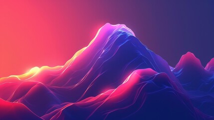 Wall Mural - Colorful mountain range landscape with pink and blue gradient in abstract background