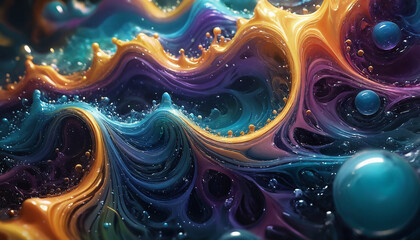 Wall Mural - abstract bright colours background with waves