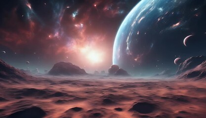Wall Mural - 3D wallpaper render endless Cosmic fiction space beautiful landscape science deep