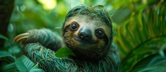 Close-up of a Sloth Looking Directly at the Camera