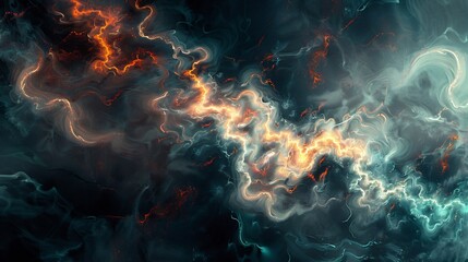 Wall Mural - Abstract Swirling Energy, Dark Hues and Golden Lights