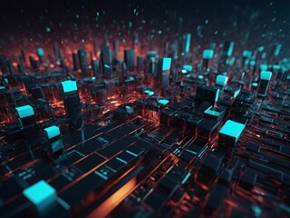 Digital abstract D background, ideal for tech processes, network capabilities, and science
