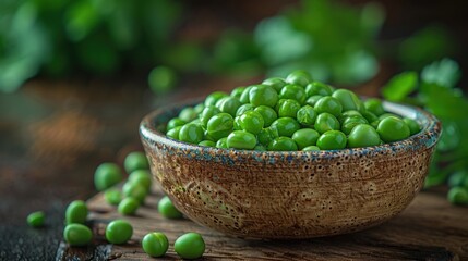 Canvas Print - Fresh Green Peas in a Bowl