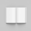 © Angela T - Opened White Book. Blank Cover Of Magazine, Book, Booklet, Brochure Isolated On White Background. Mock Up Template. 3D rendering.