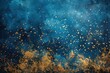 © ylivdesign - Abstract blue and gold painted background resembling a galaxy with nebulae and stars, perfect for a luxurious or festive design project