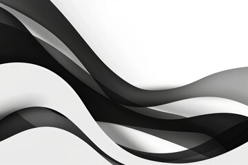 Wall Mural - Artistic black and white background with flowing wave lines in an abstract composition