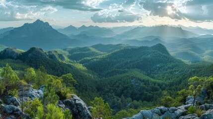 Wall Mural - Mountain Ranges at Sunset