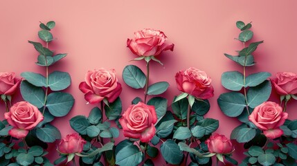 Sticker - minimalist floral background with roses