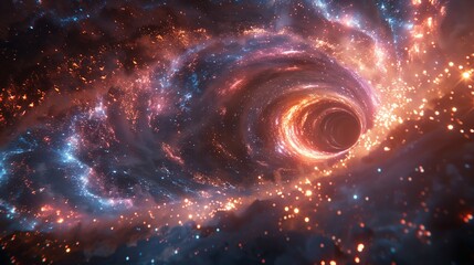 Wall Mural - a black hole swirling in a cosmic nebula