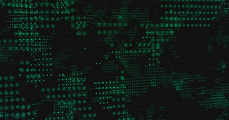 Wall Mural - futuristic movement of green matrix digital glow dots, technology and cyber security concept