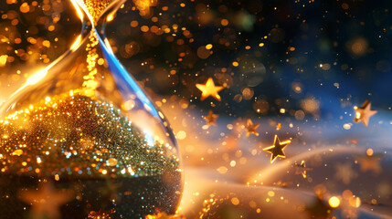 Wall Mural - close-up of a cosmic hourglass with stars flowing like sand