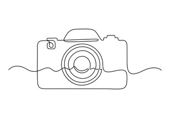 Camera one continuous line drawing vector illustration. Premium vector