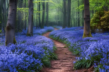 Wall Mural - Path through the Bluebells