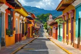 Fototapeta Uliczki - Colorful Town. Colonial Architecture in San Cristobal de las Casas, Chiapas, Mexico