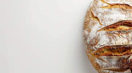 Aufkleber - A freshly baked wheat bread loaf sits on a white background. Generative AI