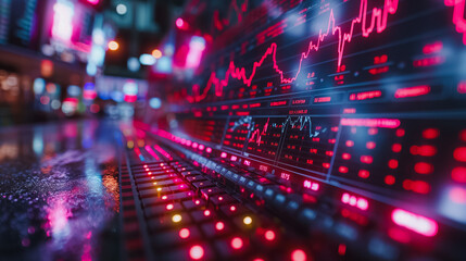 Wall Mural - Stock market background with integrated data processing and diagrams, showcasing financial metrics and analytical insights.