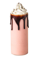 Sticker - Strawberry milkshake with chocolate sauce transparent png