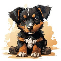 Cartoon Vector of a Playful Croatian Shepherd Dog