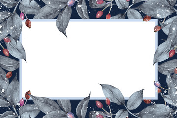 Poster - Gray leaf png frame background illustration