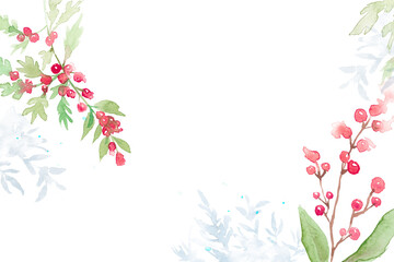 Sticker - Floral png christmas border background with beautiful red winterberry