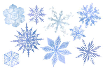 Wall Mural - Aesthetic snowflake png sticker, watercolor design set in transparent background