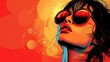© artfulserenity8 - A vibrant and modern illustration of a woman wearing oversized sunglasses, set against a bright, abstract background with dynamic colors and shapes.