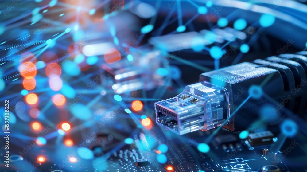 This image depicts the intricate network of cables and connections that ...