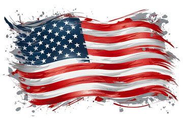 Wall Mural - Illustration of the American flag featuring red and white stripes with blue stars on a white background, symbolizing freedom and patriotism